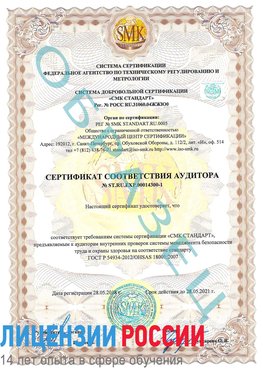 Образец сертификата соответствия аудитора №ST.RU.EXP.00014300-1 Каменск-Шахтинский Сертификат OHSAS 18001