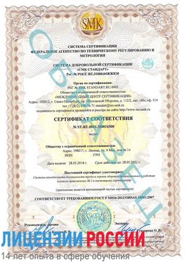 Образец сертификата соответствия Каменск-Шахтинский Сертификат OHSAS 18001