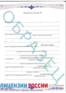 Образец приложение к диплому (страница 1) Каменск-Шахтинский Профессиональная переподготовка сотрудников 